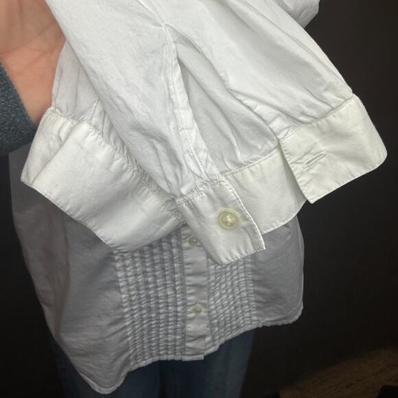 J.Crew Re-Imagined White Pintuck Ruffle Collar Cotton Blouse – Size L - Picture 3 of 11